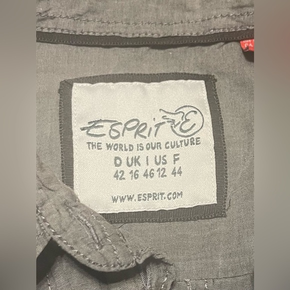Esprit Women’s Gray Button Down Long Sleeve Shirt - Unique Stitching | Size 12 - Picture 2 of 9